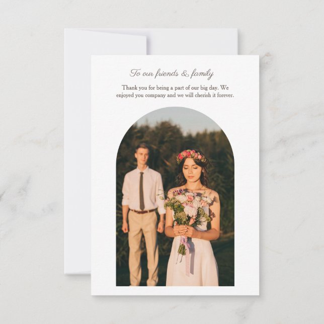 Minimalistisches Foto Arch Moderne Hochzeit Vielen Dankeskarte (Rückseite)