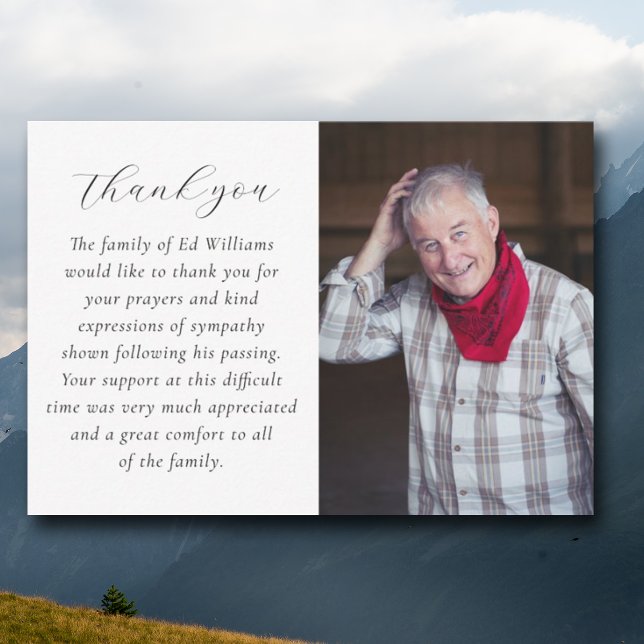 Minimalistisches Foto Beerdigung Danke Karte (Von Creator hochgeladen)