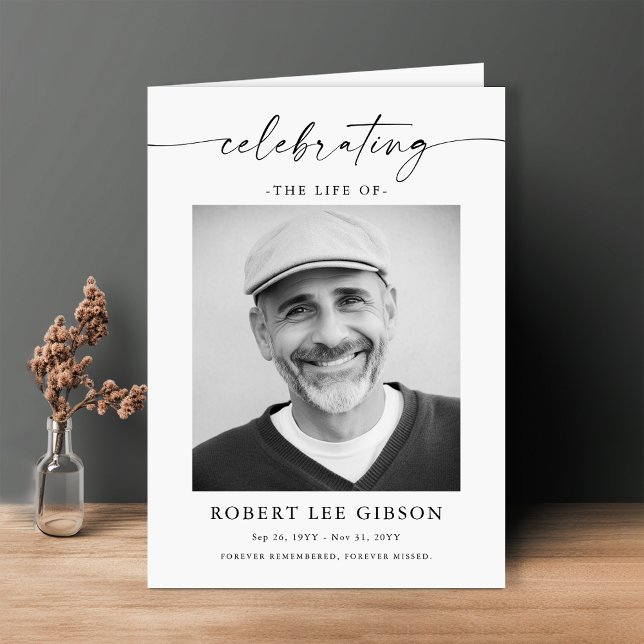 Minimalistisches Foto Beerdigungsauftrag geklappt Programm (Von Creator hochgeladen)