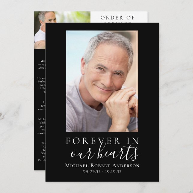 Minimalistisches Foto Beerdigungskarte Einladung (Vorne/Hinten)