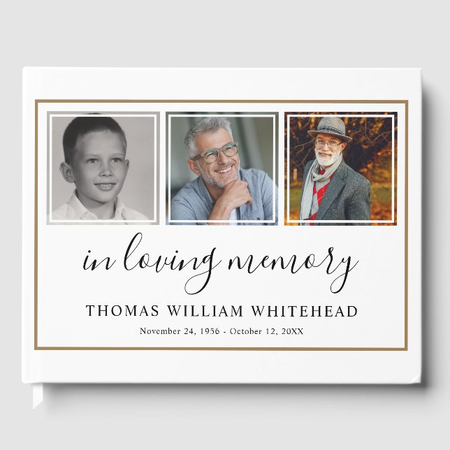 Minimalistisches Foto Beileid Beerdigung Wasserfar Gästebuch (Vorderseite)