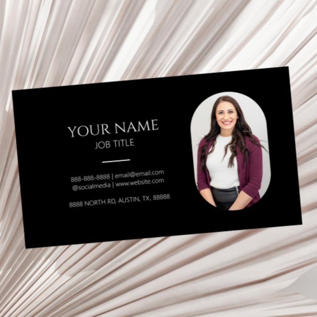 Minimalistisches Foto Beruflich Modernes Schwarz Visitenkarte (Von Creator hochgeladen)