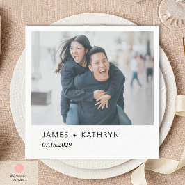 Minimalistisches Foto Einfaches Elegantes Hochzeit Serviette