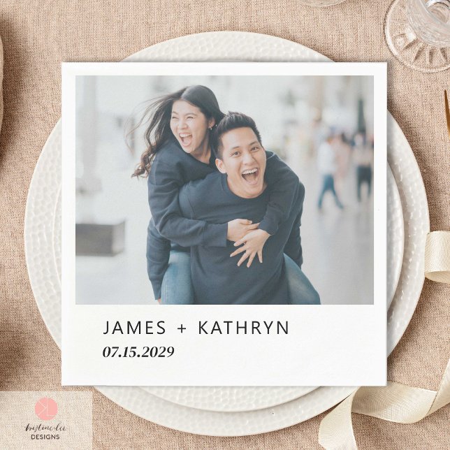 Minimalistisches Foto Einfaches Elegantes Hochzeit Serviette (Von Creator hochgeladen)