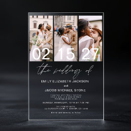 Minimalistisches Foto Elegante Moderne Hochzeit 3  Acryleinladungen