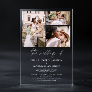 Minimalistisches Foto Elegante Moderne Hochzeit 3 Acryleinladungen
