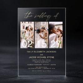 Minimalistisches Foto Elegante Moderne Hochzeit 3  Acryleinladungen