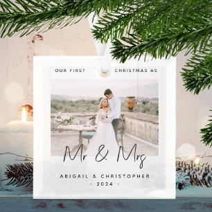 Minimalistisches Foto Erste Weihnachten als Mr. & Ornament Aus Glas