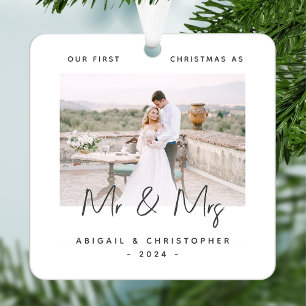 Minimalistisches Foto Erste Weihnachten als Mr. & Ornament Aus Metall