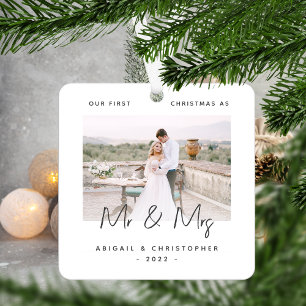 Minimalistisches Foto Erste Weihnachten als Mr. &  Ornament Aus Metall