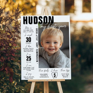 Minimalistisches Foto Erstes Jahr Geburtstag Meile Poster