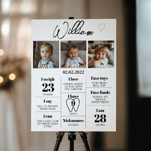 Minimalistisches Foto Erstes Jahr Geburtstag Meile Poster