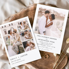 Minimalistisches Foto Fünf Foto Weiße Hochzeit Einladung