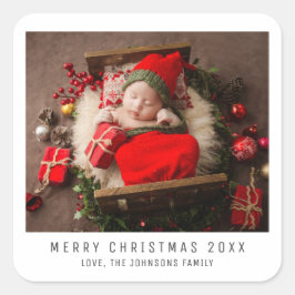 Minimalistisches Foto für die Weihnachtsfamilie, U Quadratischer Aufkleber