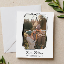 Minimalistisches Foto für einfache Bow-Schwarzweiß Feiertagspostkarte