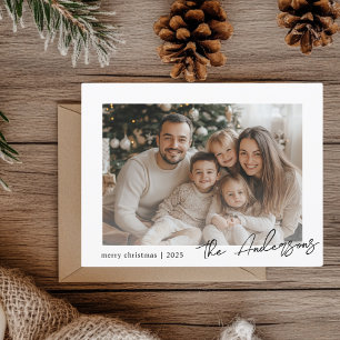 Minimalistisches Foto für Familien frohe Weihnacht Postkarte