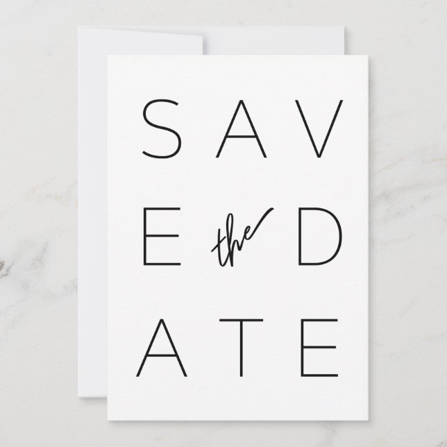 Minimalistisches Foto für Schwarz und Weiß Save The Date (Vorderseite)