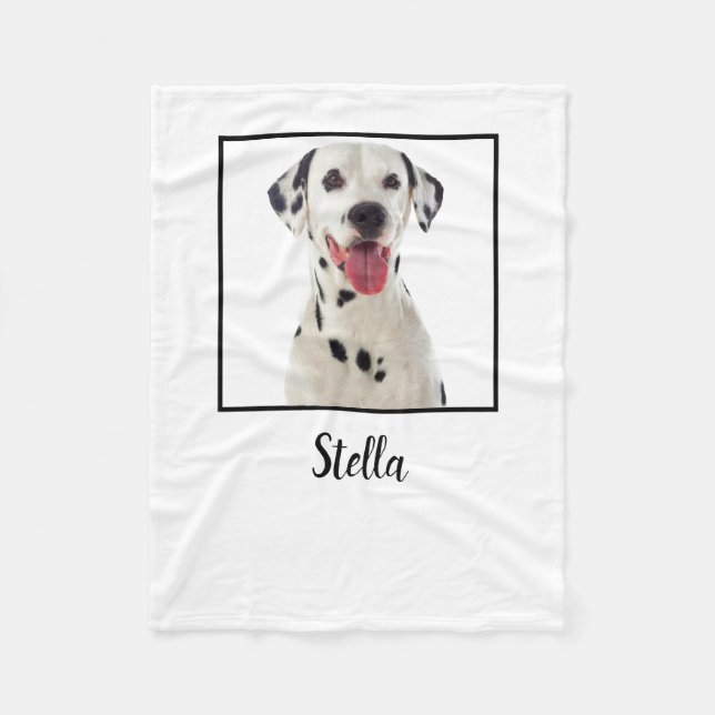 Minimalistisches Foto für Weißhunde Fleecedecke (Vorderseite)