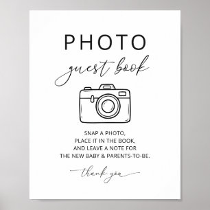 Minimalistisches Foto-Gästebuch-Party-Schild Poster