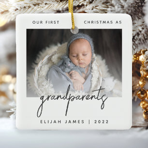 Minimalistisches Foto Großeltern 1. Weihnachten Gr Keramikornament