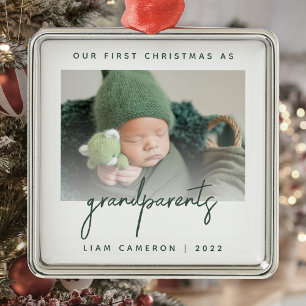 Minimalistisches Foto Großeltern 1. Weihnachten Gr Ornament Aus Metall
