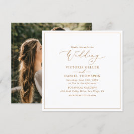Minimalistisches Foto-Hochzeit am Goldplatz Einladung