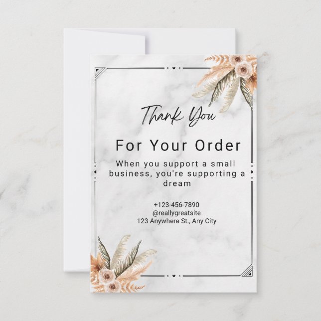 Minimalistisches Foto Hochzeit aus weißem Marmor Dankeskarte (Vorderseite)