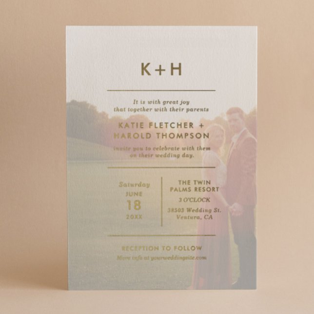 Minimalistisches Foto Hochzeit Real Gold Foil Einl Folieneinladung (Von Creator hochgeladen)
