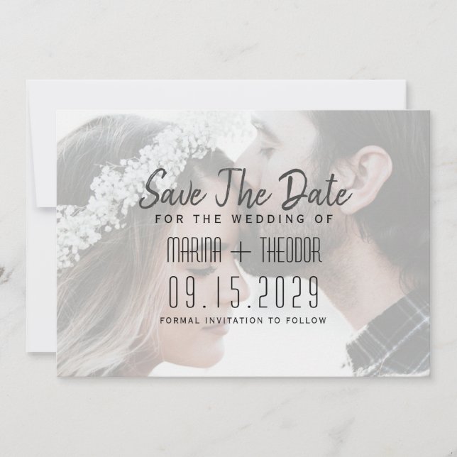 Minimalistisches Foto Hochzeit speichern Sie das D Save The Date (Vorderseite)