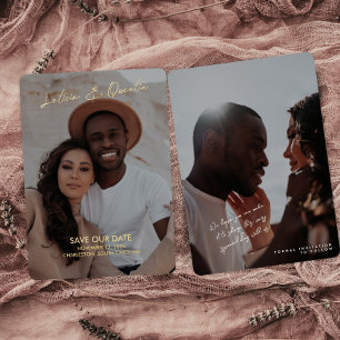 Minimalistisches Foto Hochzeit speichert das Datum Folieneinladung