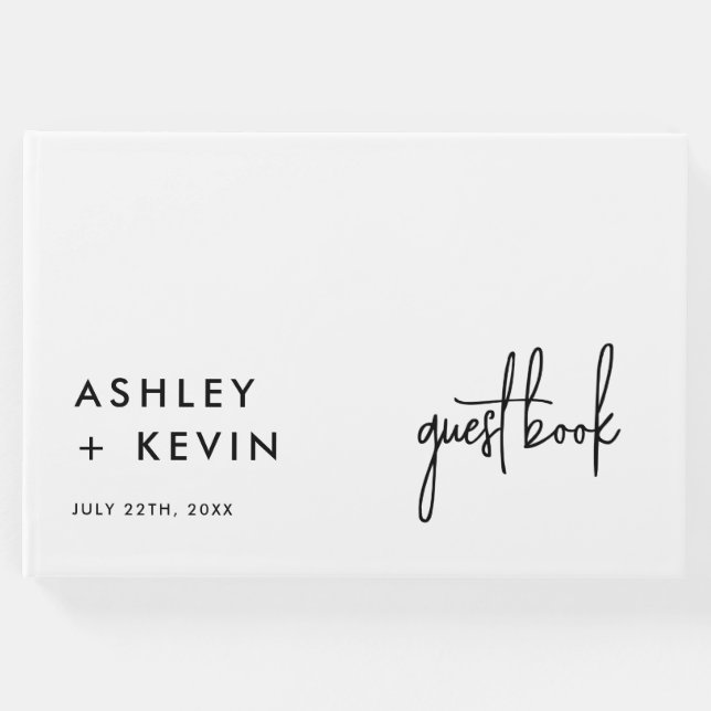 Minimalistisches Foto Hochzeit Unterschrift Gästeb Gästebuch (Vorderseite)