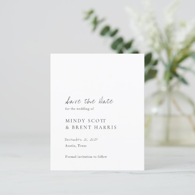 Minimalistisches Foto Hochzeitsszenario speichern (Stehend Vorderseite)