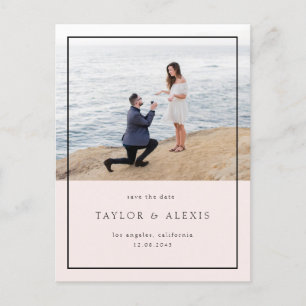 Minimalistisches Foto in Rosa Save the Date Postkarte