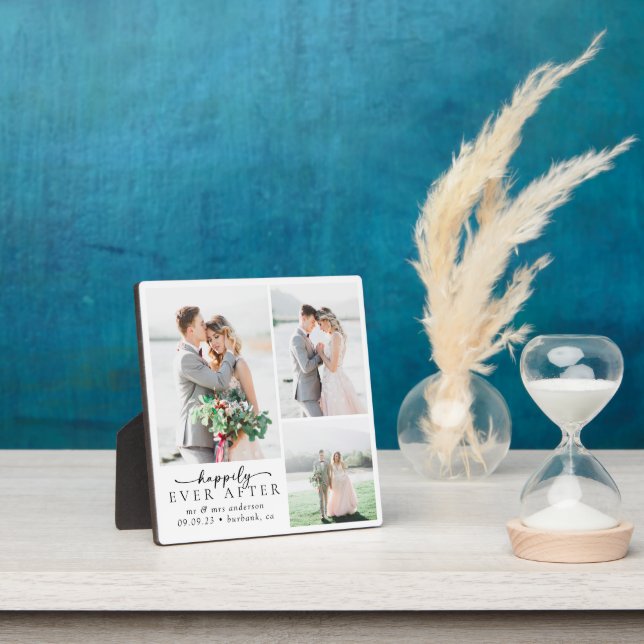 Minimalistisches Foto Kalligrafie-Hochzeit Fotoplatte