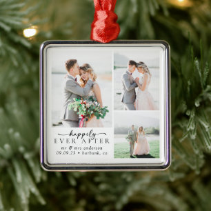 Minimalistisches Foto Kalligrafie-Hochzeit Ornament Aus Metall