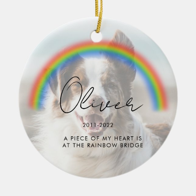 Minimalistisches Foto Keepake Pet Memorial Keramik Ornament (Vorne)