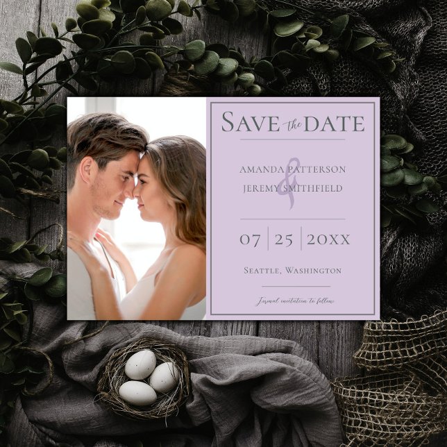 Minimalistisches Foto | Lavendel Save the Date (Lavender Minimalist Photo Save the Date)