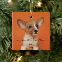 Minimalistisches Foto meines ersten Weihnachtsknec Keramikornament