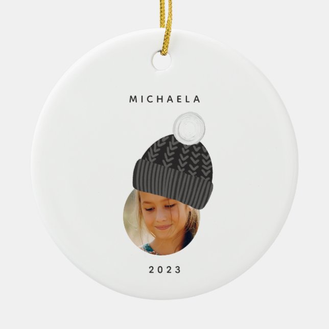 Minimalistisches Foto mit Black Hat Christmas Keramik Ornament (Vorne)