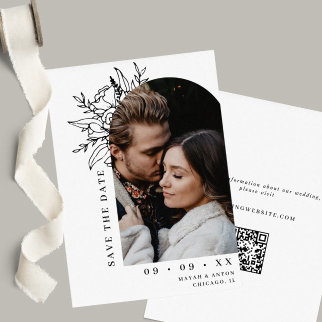 Minimalistisches Foto mit Blumenstrauß Save The Date (Von Creator hochgeladen)