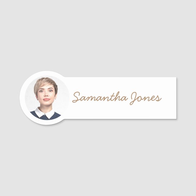 Minimalistisches Foto mit handgeschriebenen Schrif Namensschild (Vorderseite)