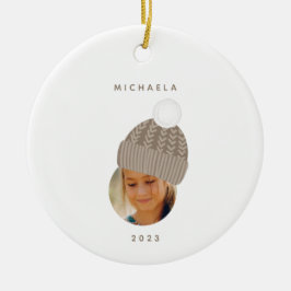 Minimalistisches Foto mit Taupe Hat Weihnachten Keramik Ornament