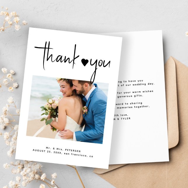 Minimalistisches Foto moderne Drehbuch einfache Ho Dankeskarte (Von Creator hochgeladen)