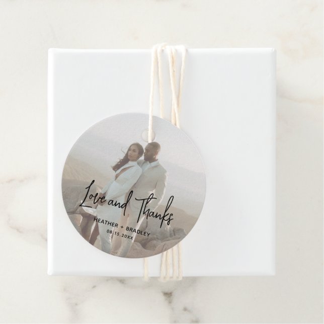 Minimalistisches Foto Moderne Hochzeit Geschenkanhänger (Beispiel)
