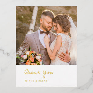Minimalistisches Foto Moderne Hochzeit Vielen Dank Folie Einladungspostkarte