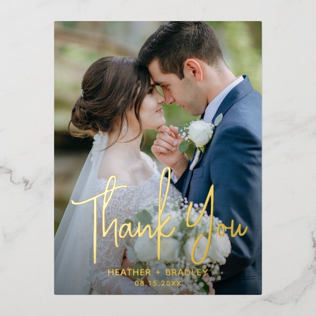 Minimalistisches Foto Moderne Vielen Dank Folie Einladungspostkarte (Vorderseite)