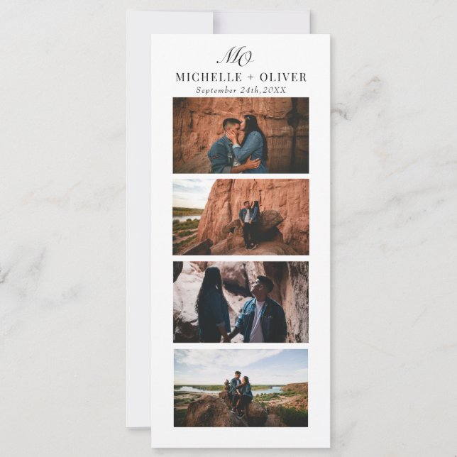 Minimalistisches Foto Monogram Einfache Hochzeit Save The Date (Vorderseite)