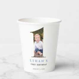 Minimalistisches Foto Nummer 1 Geburtstag Pappbecher