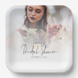 Minimalistisches Foto-Overlay-Brautparty Pappteller