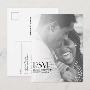 Minimalistisches Foto Overlay Modernes Hochzeitssz Postkarte